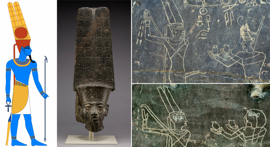 Ancient Egyptian Blue God Amun Ra Amon Re Egypt King Air Sun Disc